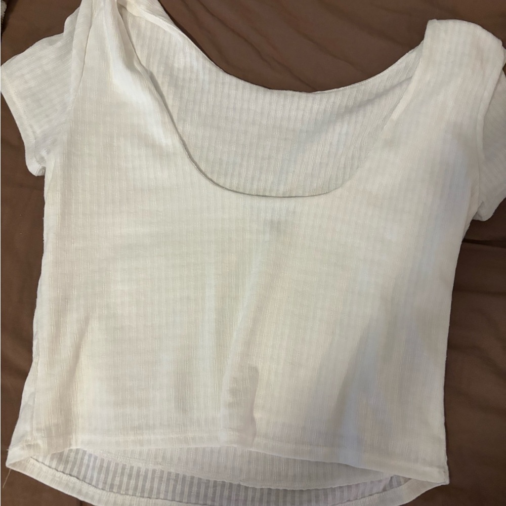 White Ribbed Women's Top - Picture 3 of 4